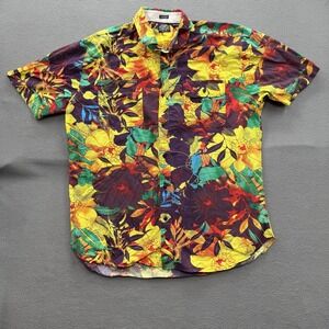 Volcom Visitor SS Shirt Mens XL Multicolor Floral Hawaiian Button Up Tropical